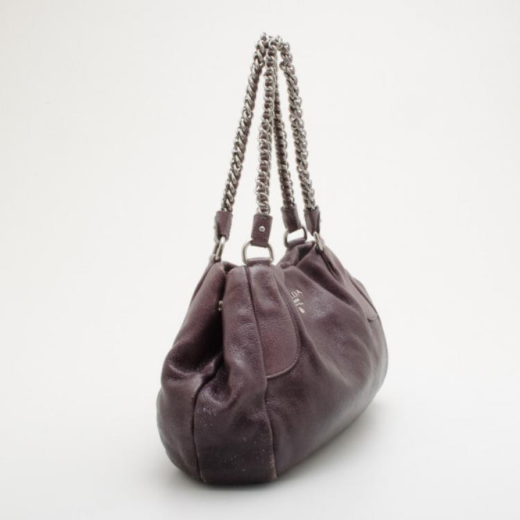 Pre Owned Prada Smoke Ombré Glazed Deerskin Chain Bag