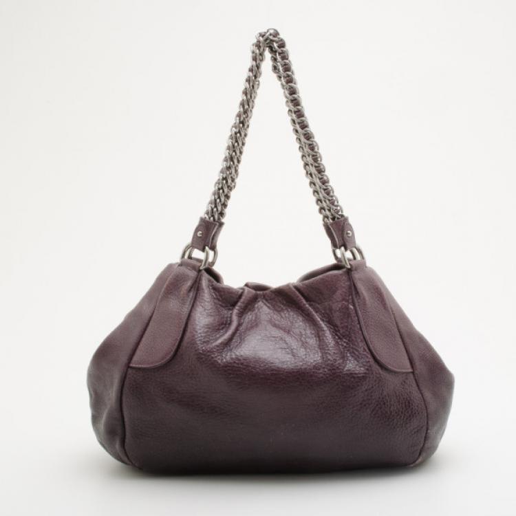 Pre Owned Prada Smoke Ombré Glazed Deerskin Chain Bag