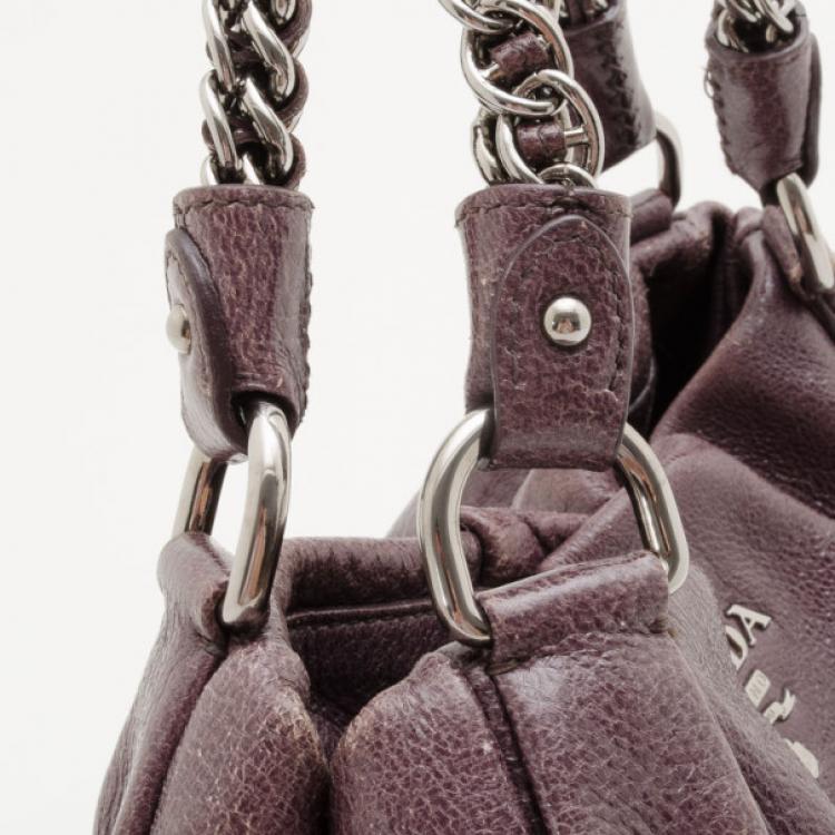 Pre Owned Prada Smoke Ombré Glazed Deerskin Chain Bag