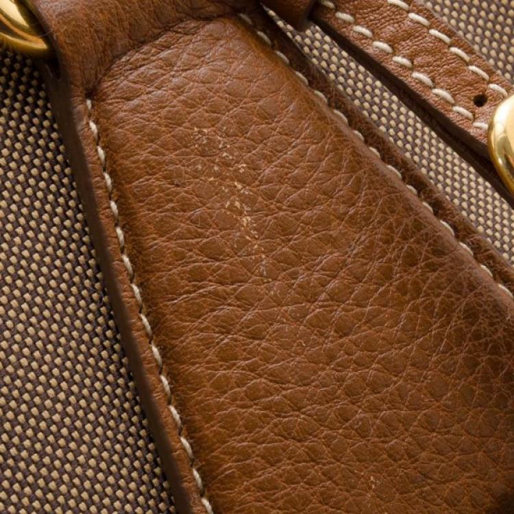 Pre Owned Prada Beige Logo Jacquard Hobo