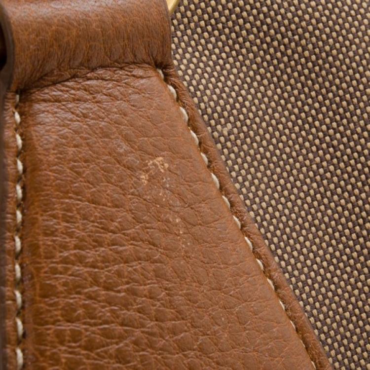 Pre Owned Prada Beige Logo Jacquard Hobo