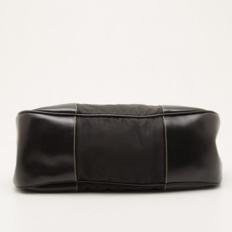 Pre Owned Prada Black Nylon Classic Buckle Hobo Bag