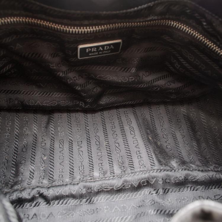 Pre Owned Prada Black Nylon Classic Buckle Hobo Bag