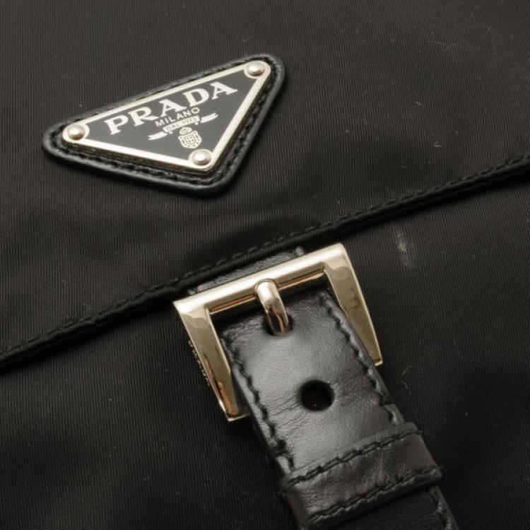 Pre Owned Prada Black Vela Nylon Messenger Bag 