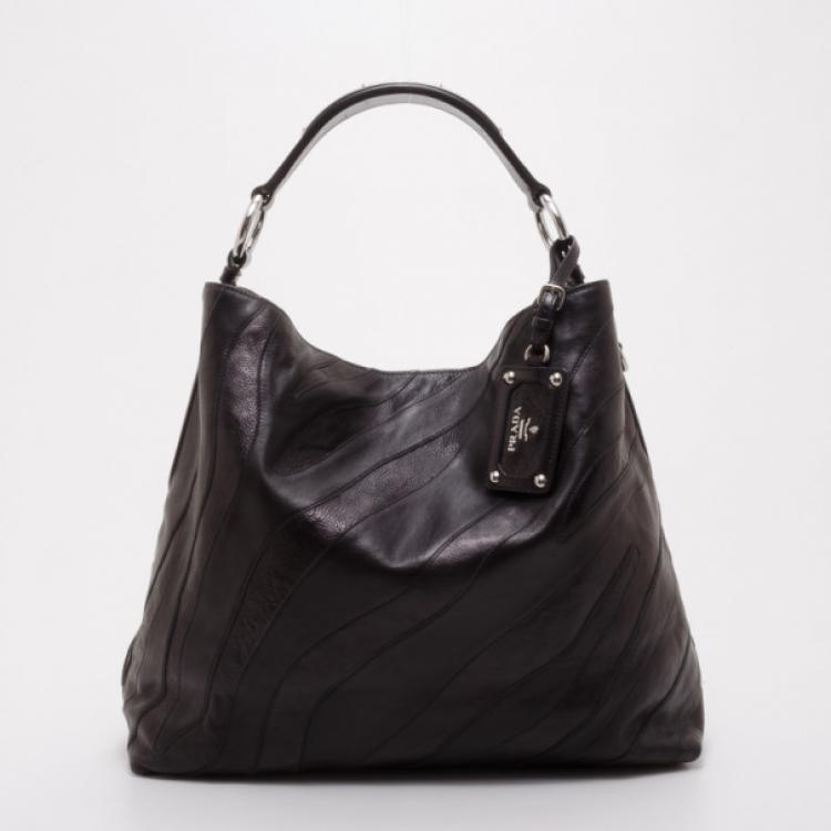 Pre Owned Prada Black Nappa Leather Mordore Hobo