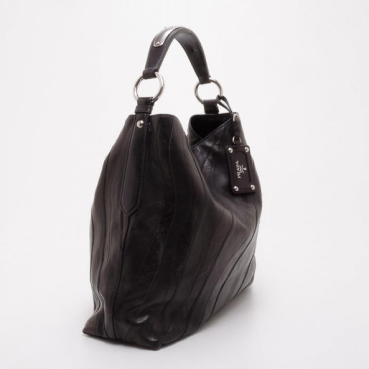 Pre Owned Prada Black Nappa Leather Mordore Hobo