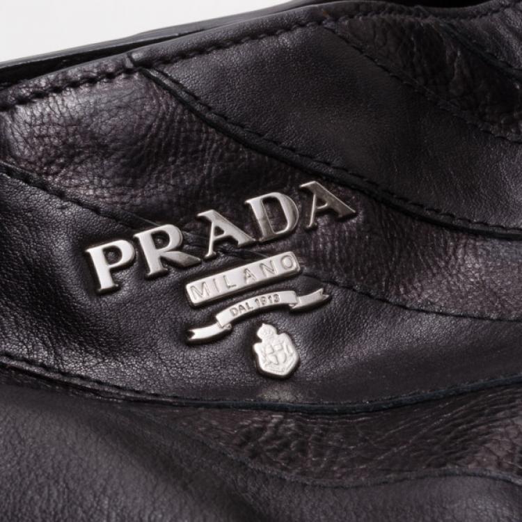 Pre Owned Prada Black Nappa Leather Mordore Hobo