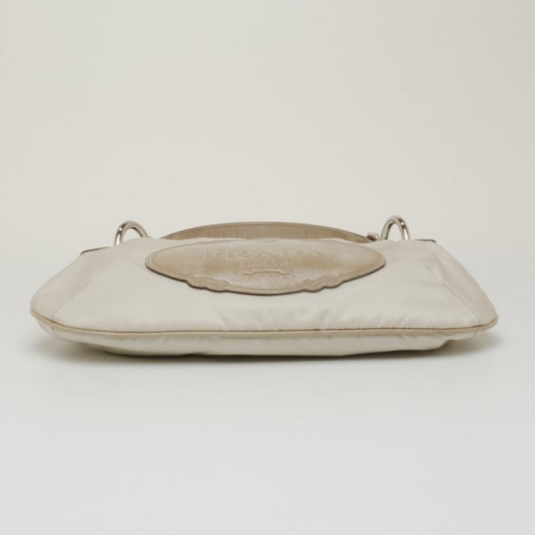 Pre Owned Prada Logo Nylon and Leather Hobo