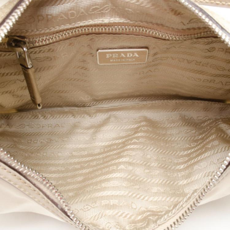 Pre Owned Prada Logo Nylon and Leather Hobo