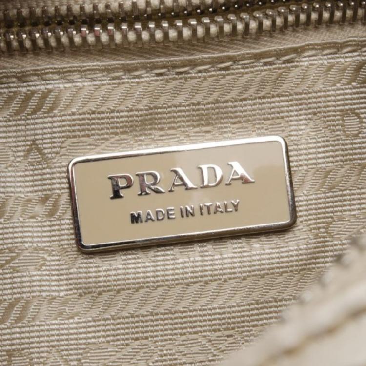Pre Owned Prada Logo Nylon and Leather Hobo