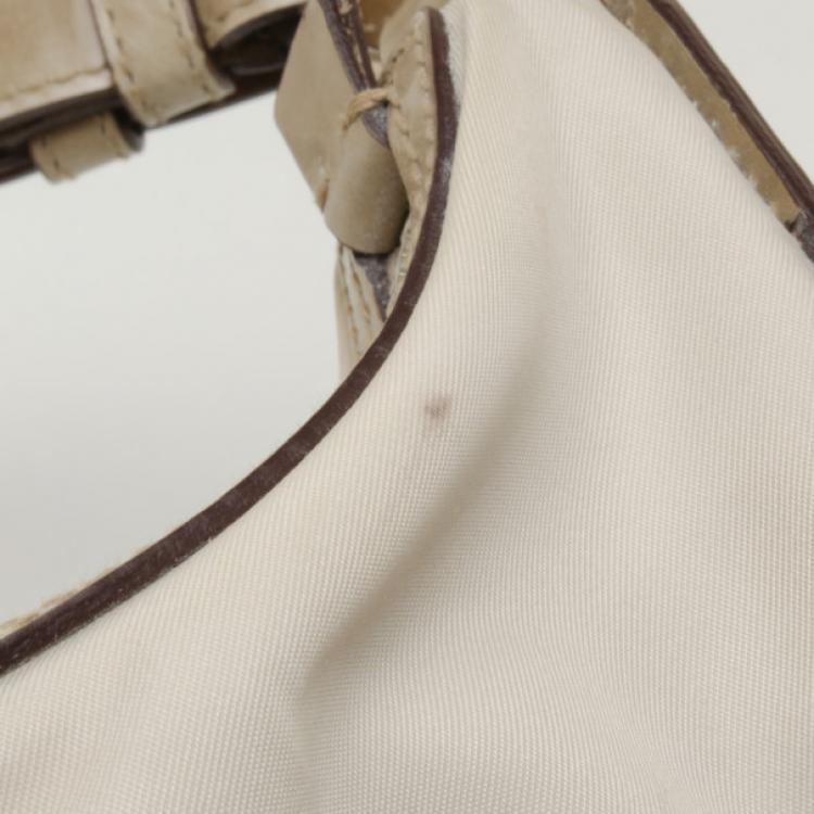 Pre Owned Prada Logo Nylon and Leather Hobo