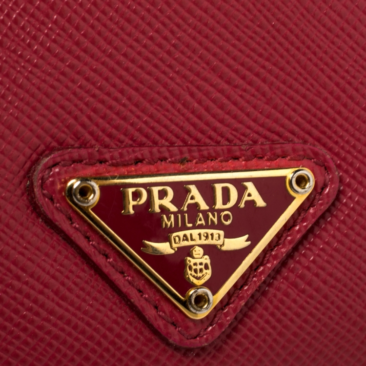 Pre Owned Prada Pink Saffiano Leather Accordian Card Case