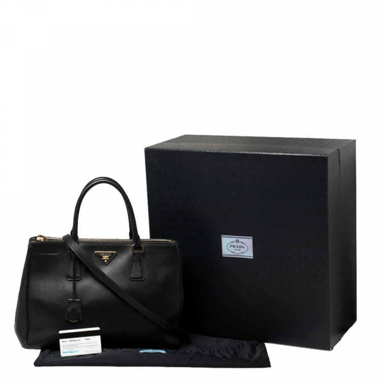 Pre Owned Prada Black Saffiano Lux Leather Medium Galleria Tote