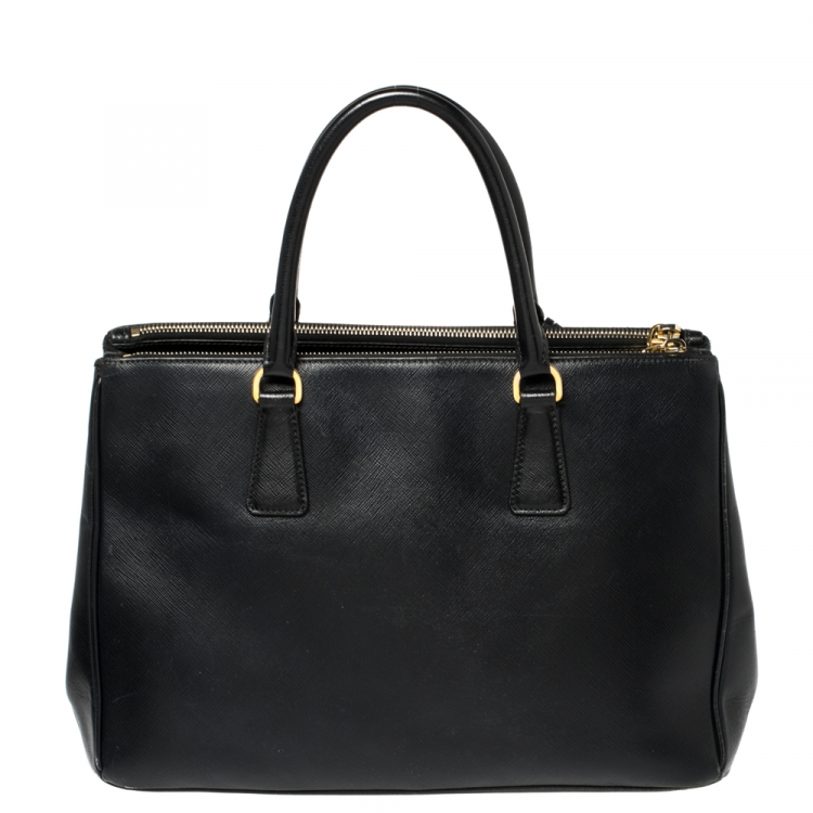 Pre Owned Prada Black Saffiano Lux Leather Medium Galleria Tote