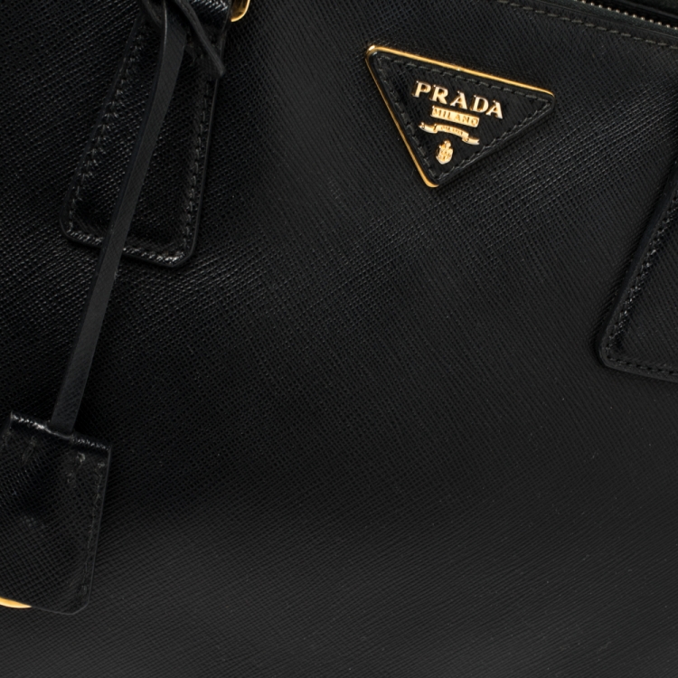 Pre Owned Prada Black Saffiano Lux Leather Medium Galleria Tote