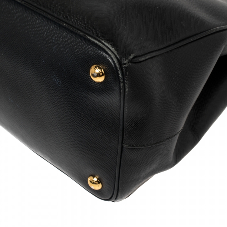 Pre Owned Prada Black Saffiano Lux Leather Medium Galleria Tote