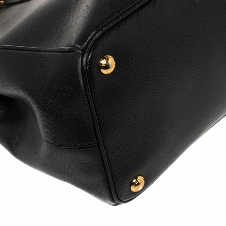 Pre Owned Prada Black Saffiano Lux Leather Medium Galleria Tote