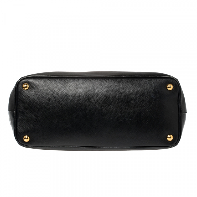 Pre Owned Prada Black Saffiano Lux Leather Medium Galleria Tote