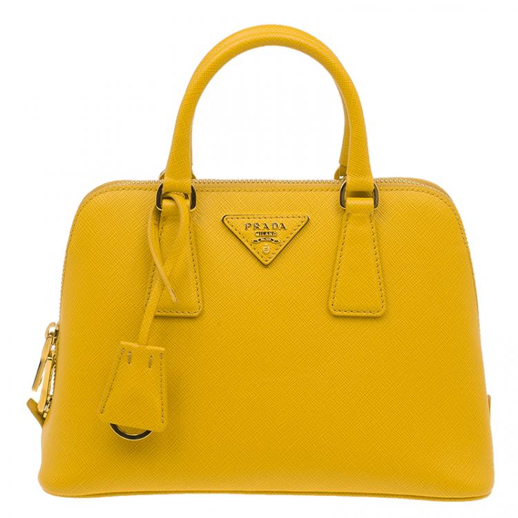 Prada Yellow Saffiano Leather Small Vernice Promenade Crossbody Bag Prada |  The Luxury Closet