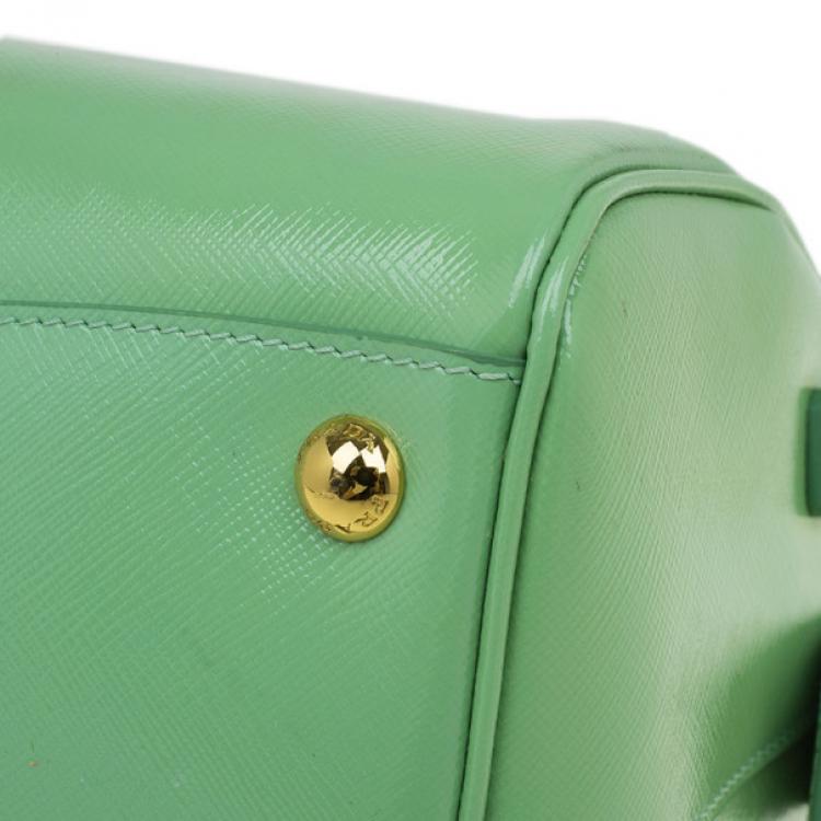 Pre Owned Prada Green Saffiano Lux Convertible Boston Bag