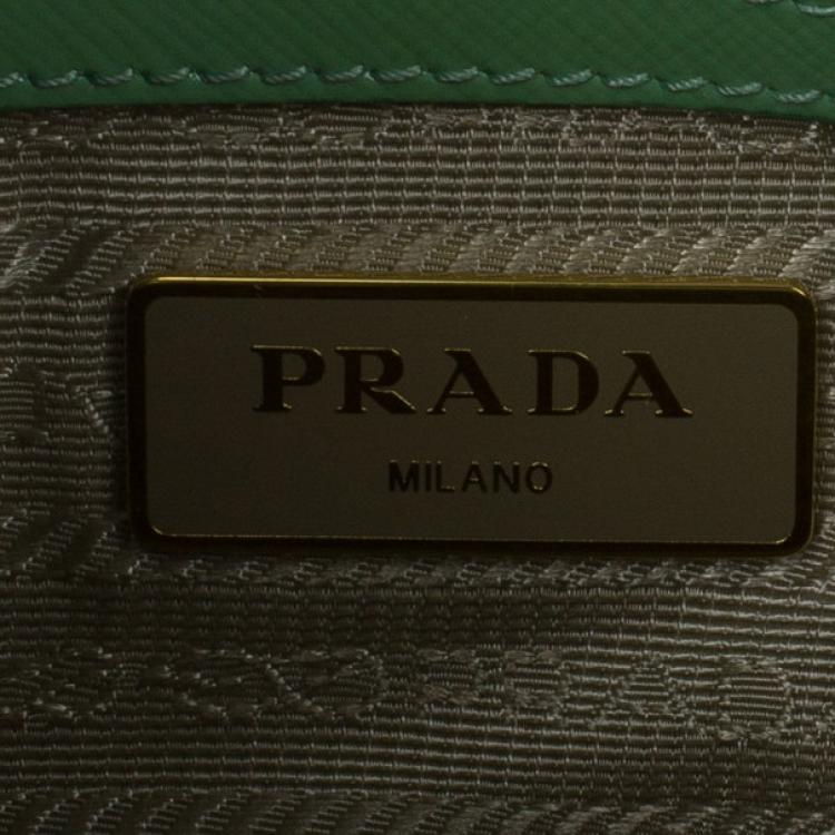 Pre Owned Prada Green Saffiano Lux Convertible Boston Bag