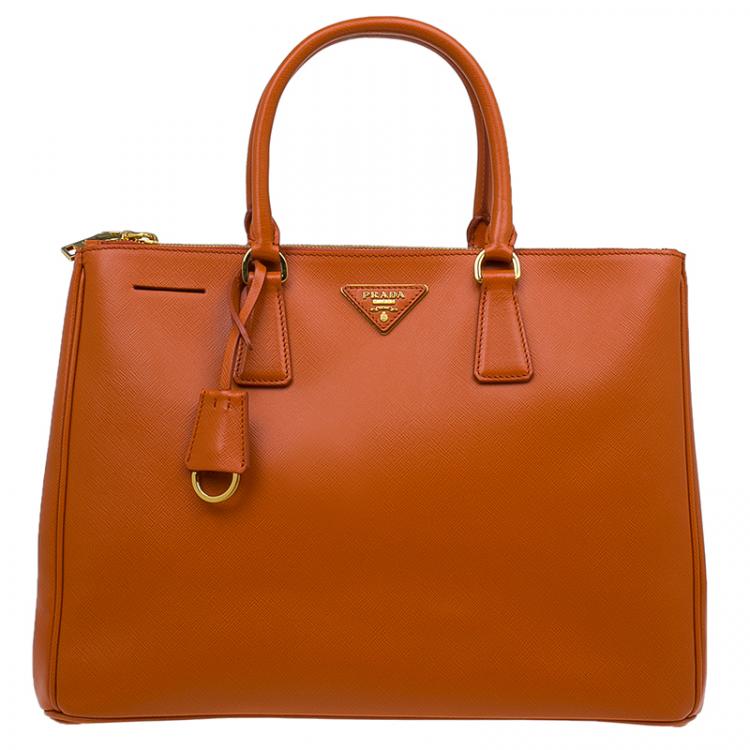 Prada Papaya Saffiano Lux Leather Large Double Zip Tote Bag Prada | TLC