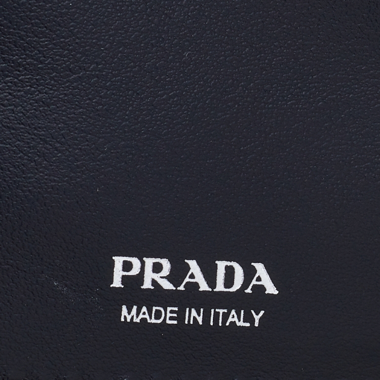 Pre Owned Prada Black Brushed Leather Chain Card Holder 