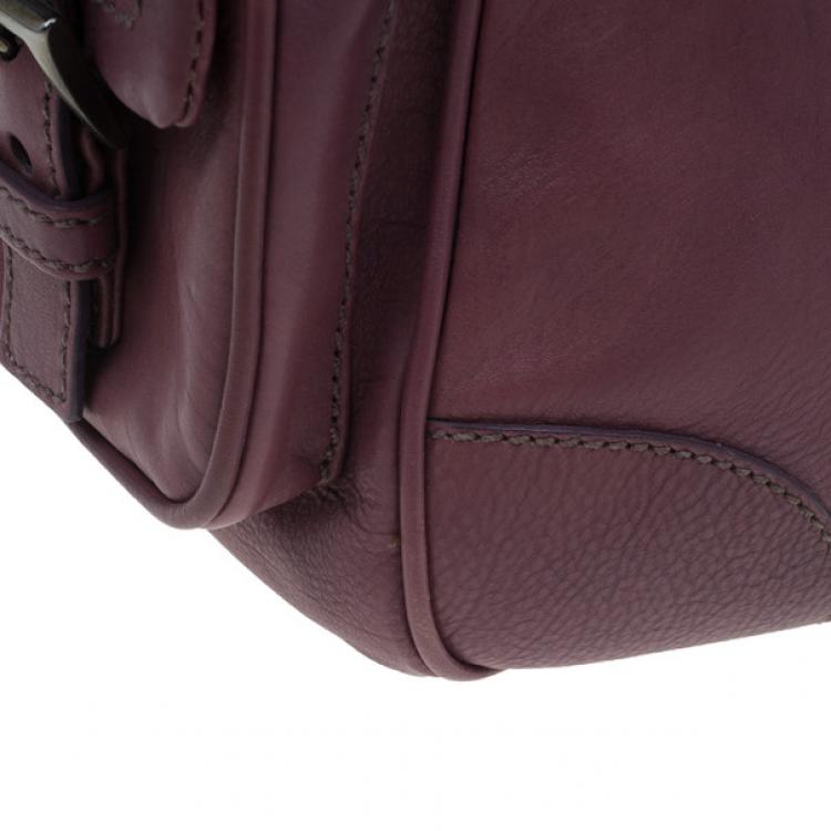 Pre Owned Prada Purple Calfskin Leather Antic Lock Rocket Hobo