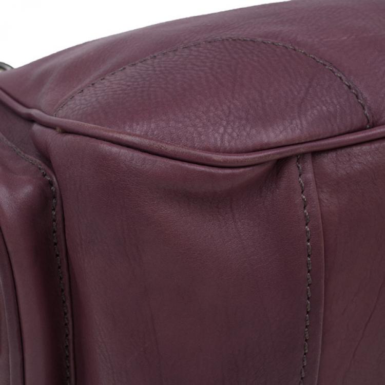 Pre Owned Prada Purple Calfskin Leather Antic Lock Rocket Hobo