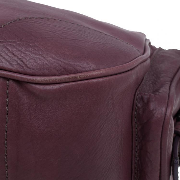 Pre Owned Prada Purple Calfskin Leather Antic Lock Rocket Hobo