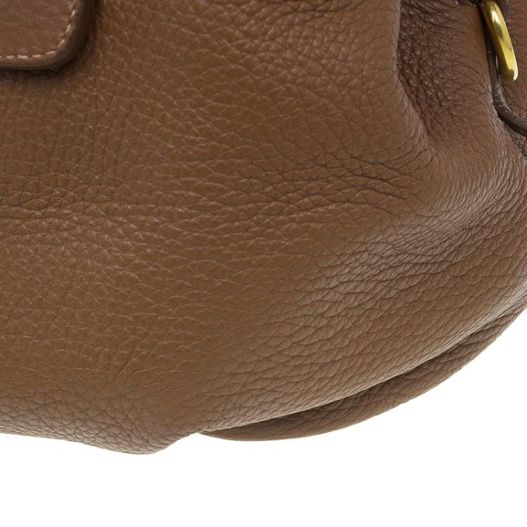 Pre Owned Prada Brown Deerskin Leather Top Handle Bag