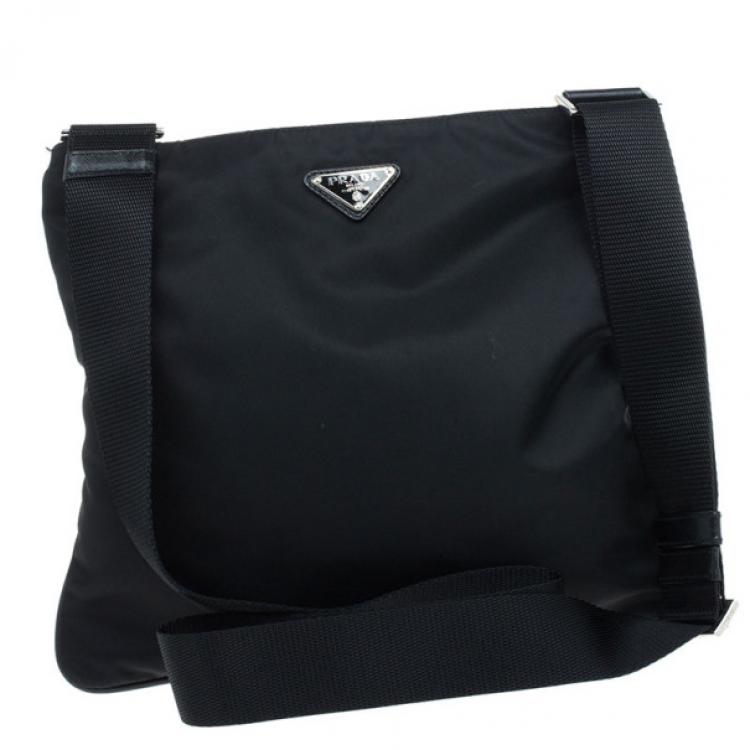 Pre Owned Prada Black Nylon Messenger Bag