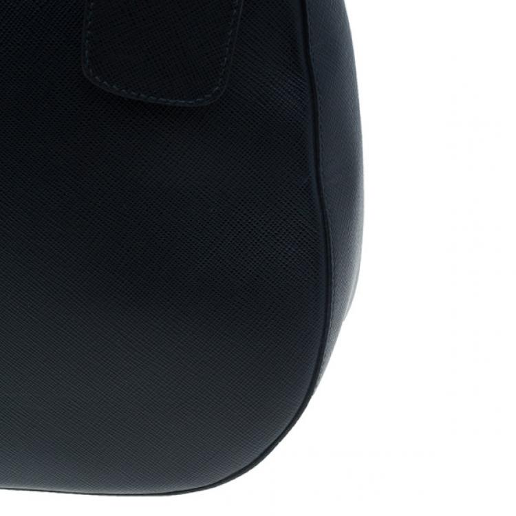 Pre Owned Prada Black Saffiano Cervo Hobo