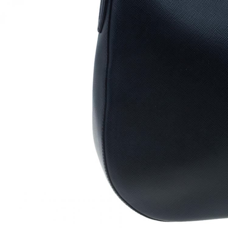 Pre Owned Prada Black Saffiano Cervo Hobo