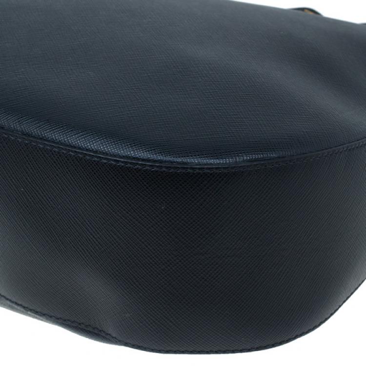 Pre Owned Prada Black Saffiano Cervo Hobo