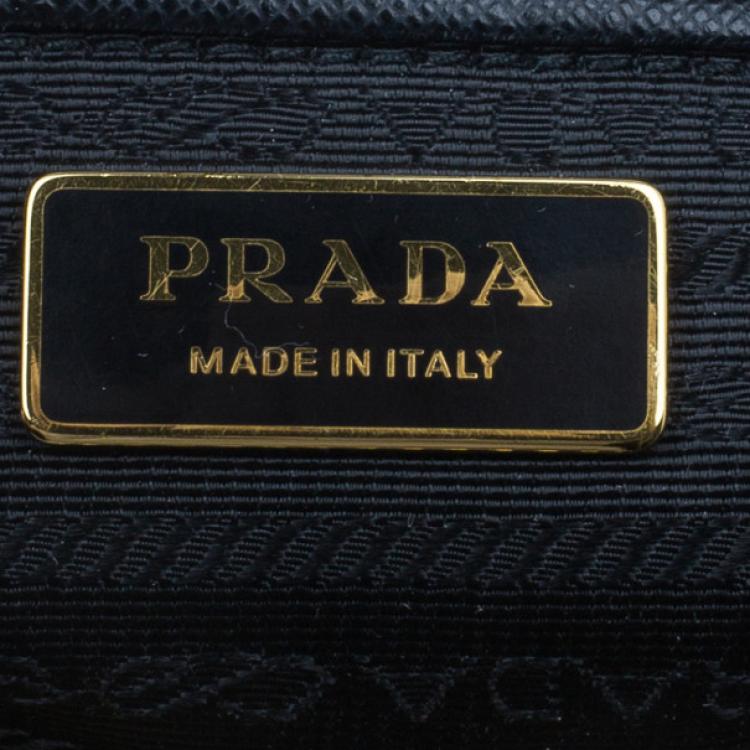 Pre Owned Prada Black Saffiano Cervo Hobo