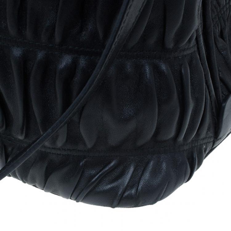 Pre Owned Prada Fuoco Nappa Gaufre Leather Double Handle Tote Bag