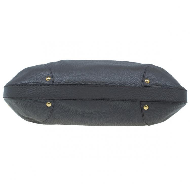 Pre Owned Prada Grey Vitello Daino Snap Hobo