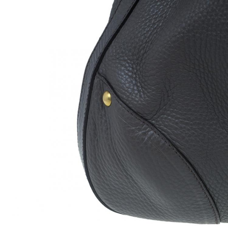 Pre Owned Prada Grey Vitello Daino Snap Hobo