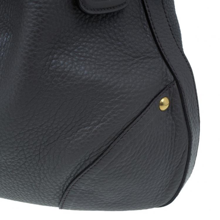 Pre Owned Prada Grey Vitello Daino Snap Hobo