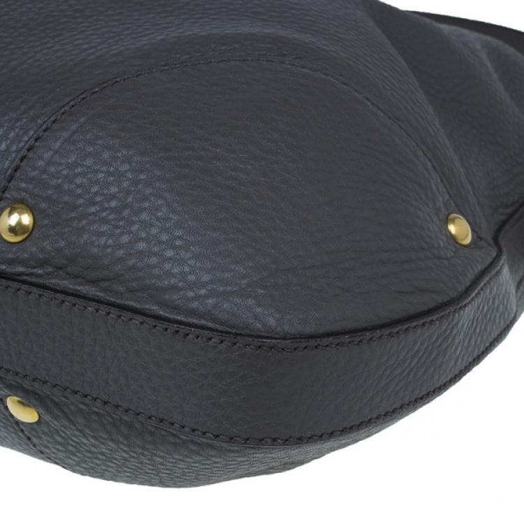 Pre Owned Prada Grey Vitello Daino Snap Hobo