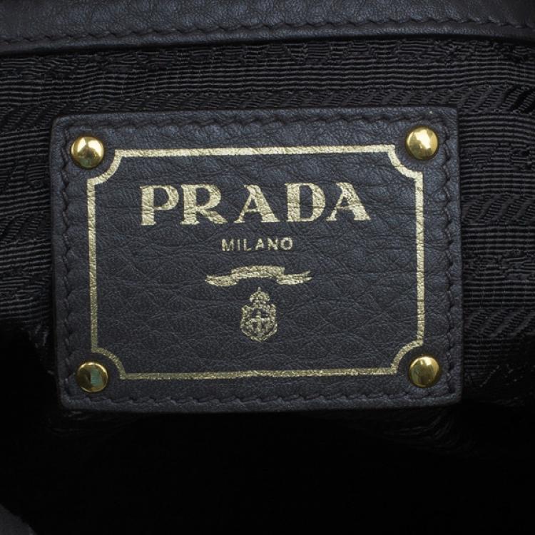 Pre Owned Prada Grey Vitello Daino Snap Hobo