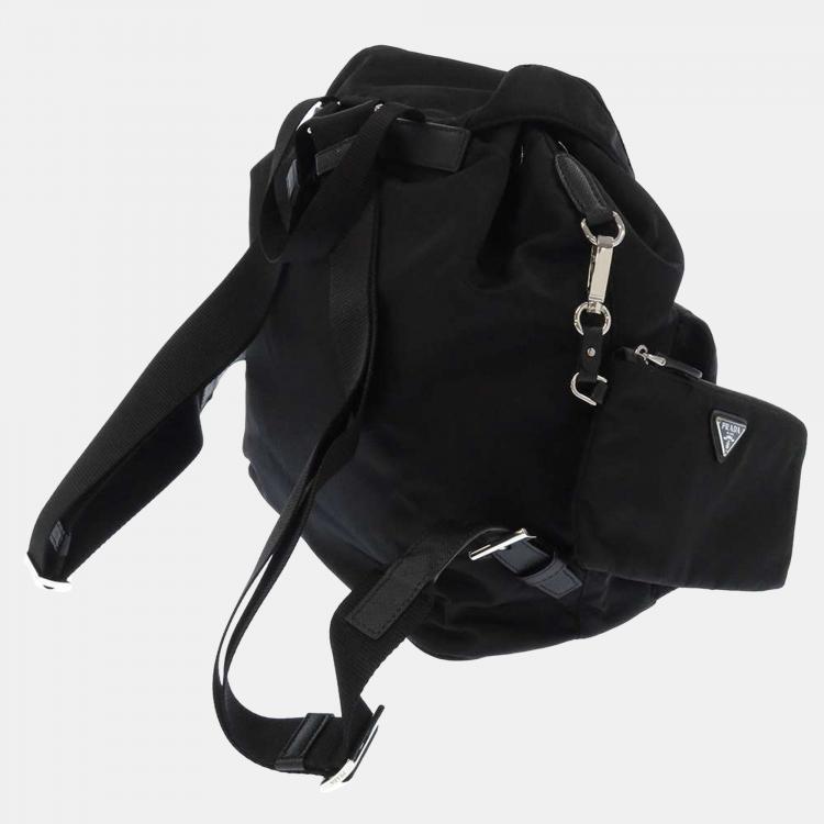 Pre Owned Prada Black Nylon Logo Backpacks