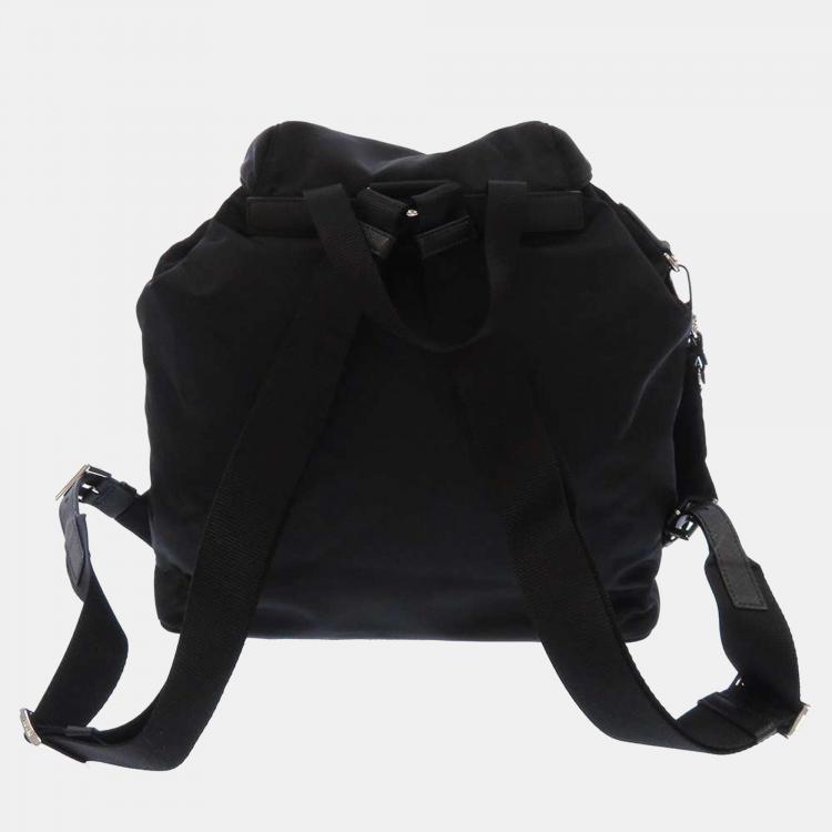 Pre Owned Prada Black Nylon Logo Backpacks