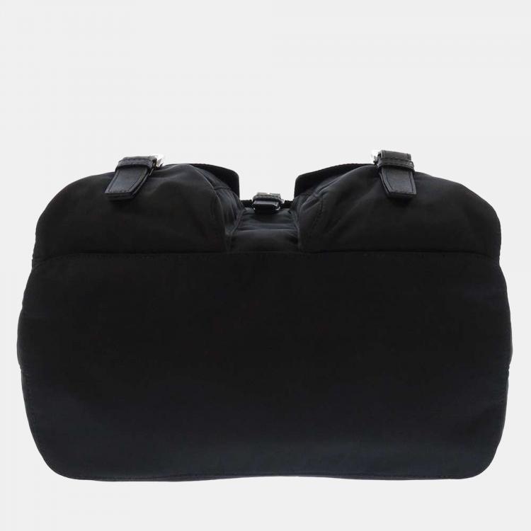 Pre Owned Prada Black Nylon Logo Backpacks