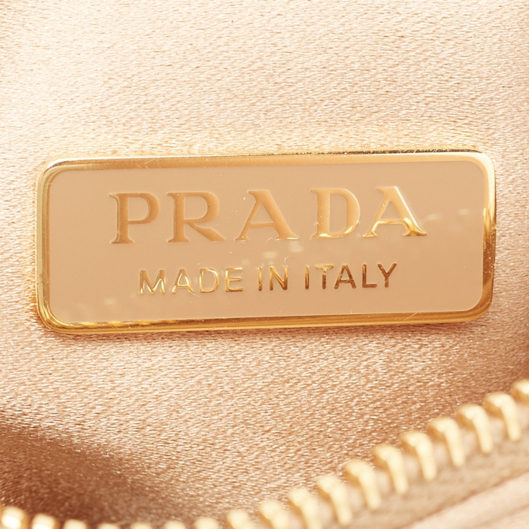 Pre Owned Prada Gold Satin Crystal Embellished Crossbody Bag