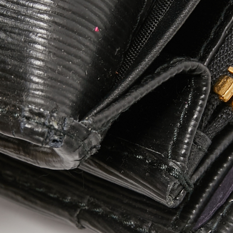 Pre Owned Prada Black Vitello Move Leather Leather Wallet On Chain