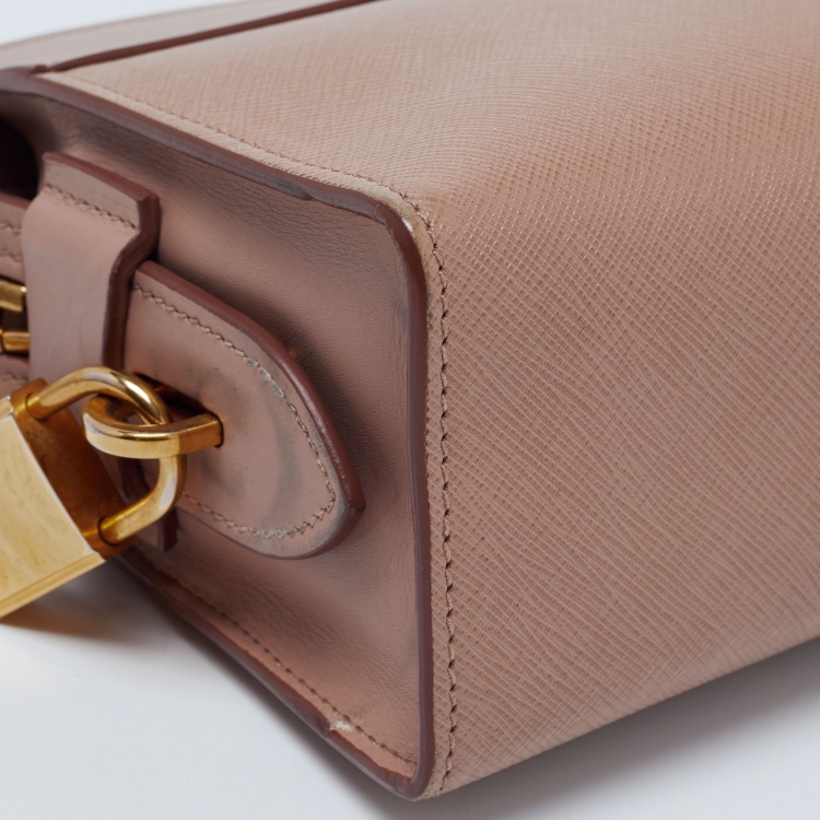 Pre Owned Prada Beige Saffiano Leather Esplanade Shoulder Bag