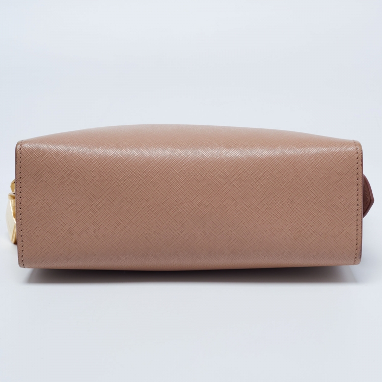 Pre Owned Prada Beige Saffiano Leather Esplanade Shoulder Bag