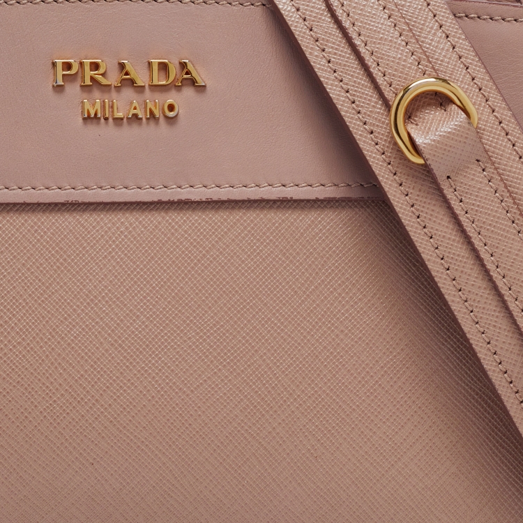 Pre Owned Prada Beige Saffiano Leather Esplanade Shoulder Bag